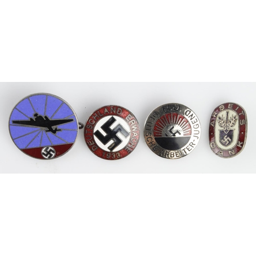 1174 - German enameled lapel badges 4x different.