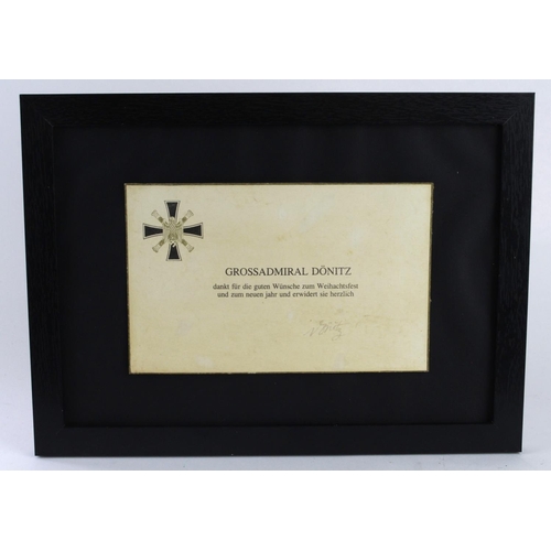 1185 - German Grossadmiral Donitz greeting card in frame.