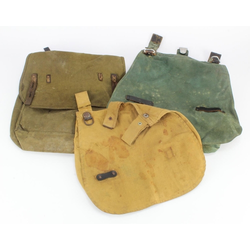 1186 - German Heer bread bag (single compartment & Luftwaffe (?) blue bread bag – no strap, two compartment... 