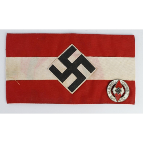 1187 - German Hitler Youth armband and badge.