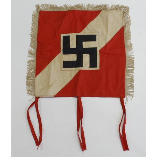 1189 - German Hitler youth double sided trumpet banner. 42x42 cm.