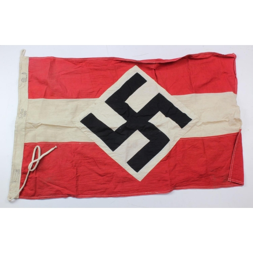 1192 - German HJ Flag, large 5 feet size, issue stamped to edge, multi part made.