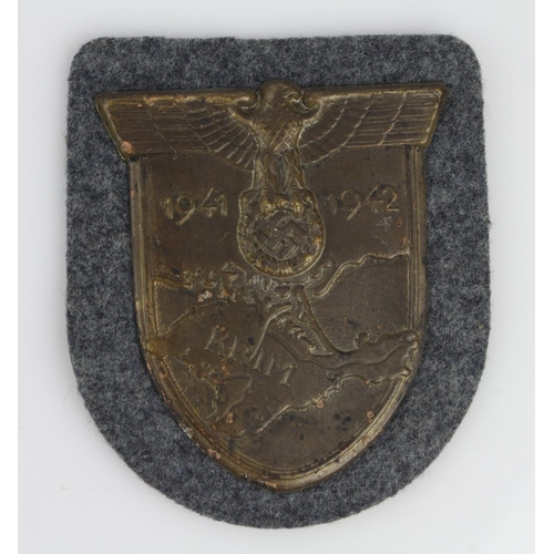 1203 - German Krim armshield 1941-1942 with Luftwaffe backing, all complete.