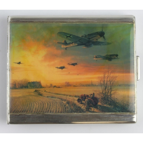 1209 - German Luftwaffe 835 silver marked, cigarette case. Maker marked for Robert Kraft Pforzheim