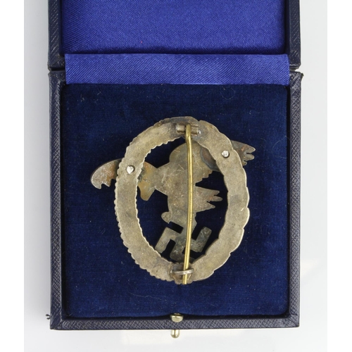 1217 - German Luftwaffe Observers badge in fitted case.