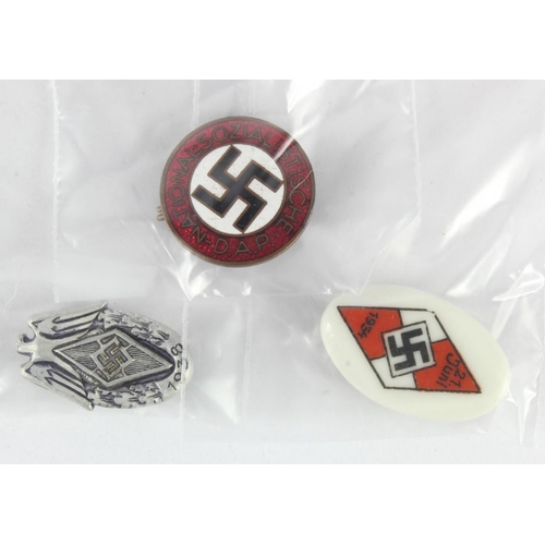 1228 - German National Socialist DAP badge and two others.