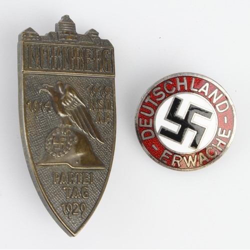 1244 - German Nurenburg badge and Party badge.