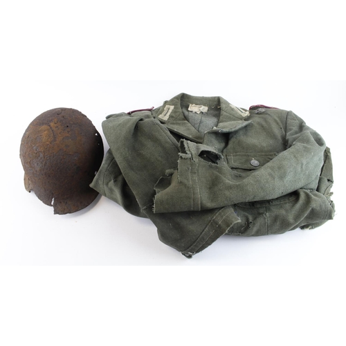 1247 - German original soldiers service jacket in very tatty condition found in a German bunker Normandy 19... 