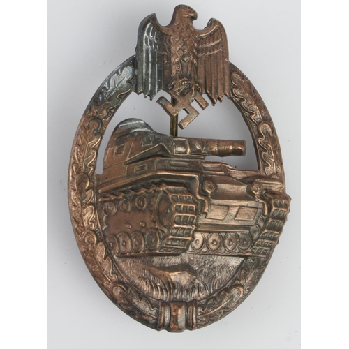 1249 - German Panzer Assault badge in bronze.