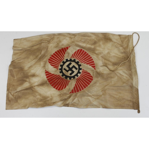 1262 - German Robert Ley HAPAG flag, 3 feet approx, service wear.