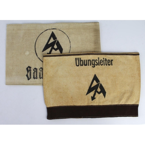 1264 - German SA Brownshirts armbands, 2x types.