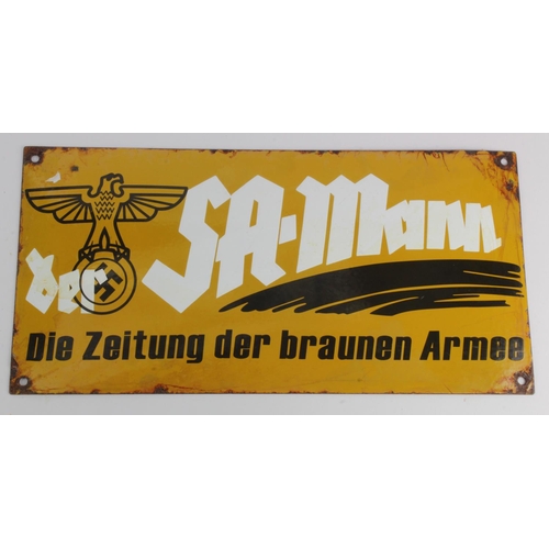 1265 - German SA Brownshirts enameled sign.