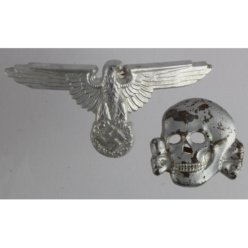 1276 - German SS Cap badges 2x inc maker marks to skull.