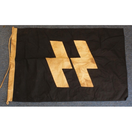 1279 - German SS Flag, issue stamped, 3 feet approx, service wear.