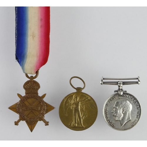 1441 - 1915 Star Trio named (754 L.Cpl D Bell Lanark Yeo).  (3)