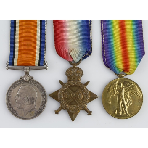 1444 - 1915 Star Trio to (6817 Pte E F Birchmore Bord. R.)  Served with 2nd Bn.  (3)