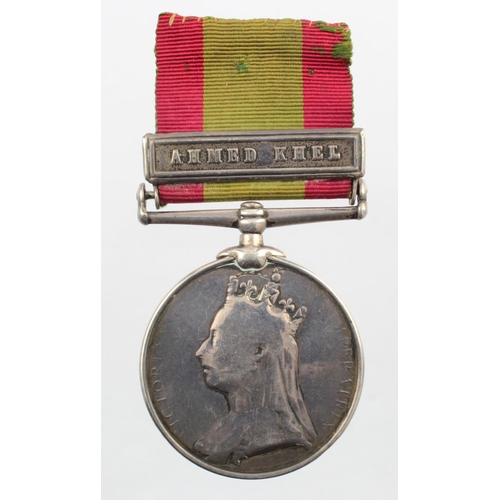 1448 - Afghanistan Medal 1881 with Ahmed Khel clasp, named (1248 Pte W Twigg 59th Foot). Medal well worn an... 