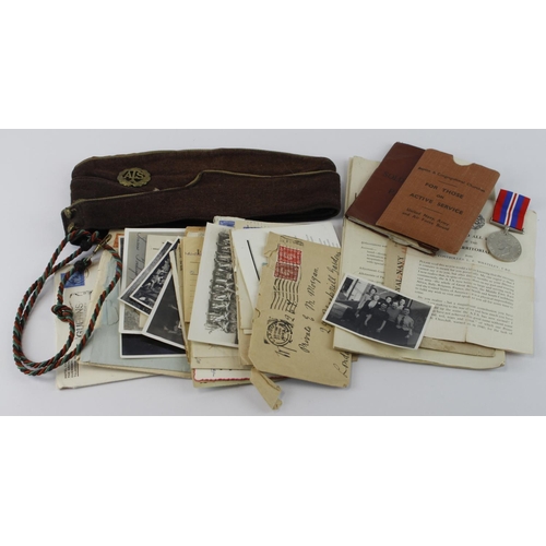 1455 - ATS group of documents soldiers service and pay book, photos, War medal, ATS side hat etc., all to W... 