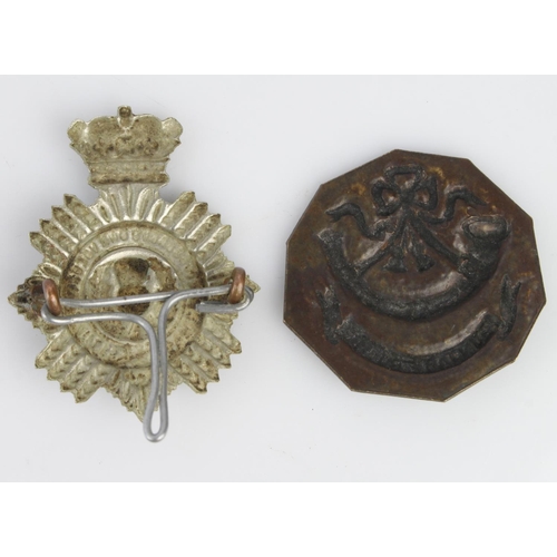 1463 - Badge a Duke of Edinburghs Own Volunteer Rifles Victorian cap badge and a Gaunt trial strike Punjab ... 