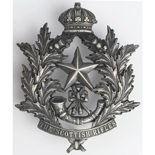 1469 - Badge Scottish Rifles cast pouch badge, tests silver.