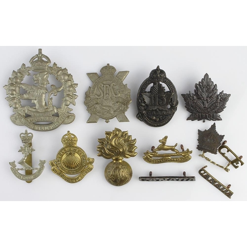 1501 - Badges various, predominantly Canadian Regiments (13 items)