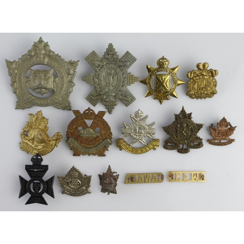 1502 - Badges various, predominantly Canadian Regiments (14 items)