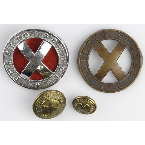 1503 - Badges, Loretto School, (near Edinburgh) O.T.C. bronze cap badge plus the C.C.F. chrome version plus... 