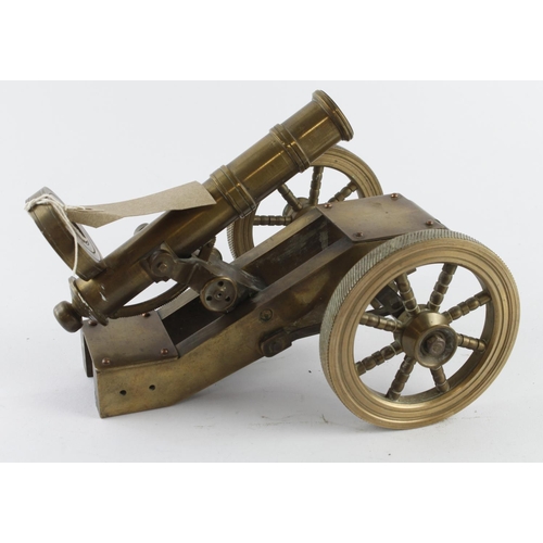 1506 - Gatling style Gun on carriage, possibly American Civil War vintage, handmade brass example, approx. ... 