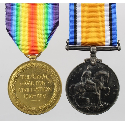 1536 - BWM & Victory Medal (39788 Pte M J Davie S.Wales Bord).   (2)