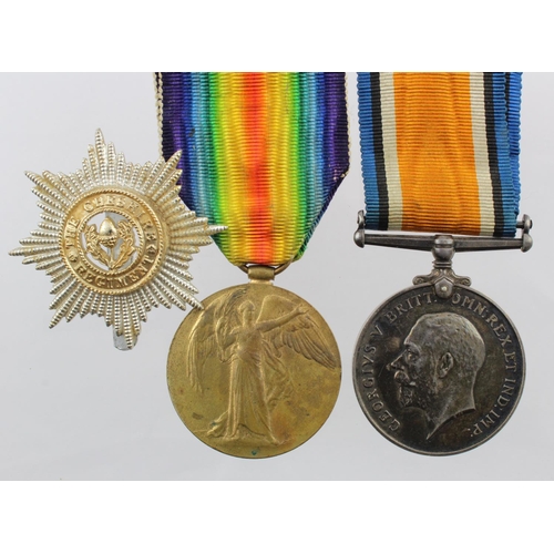 1539 - BWM & Victory Medal (65836 Pte R Shane Cheshire Regt) served with 23rd Bn. With a modern staybright ... 