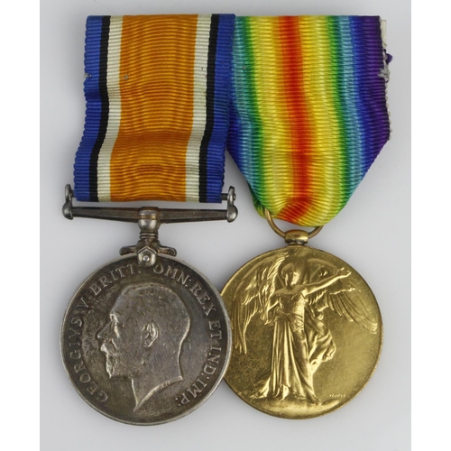 1545 - BWM & Victory Medal to (146915 Pte H E Collins MGC). Entitled to the Silver War badge.  (2)