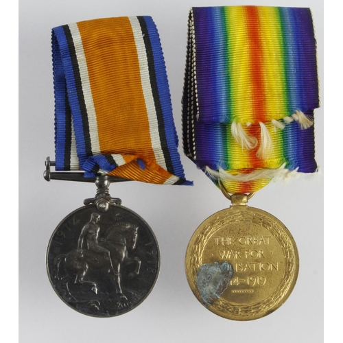 1547 - BWM & Victory Medal to 252169 Pte H Astley Manchester Regt. Born Manchester, served with 2/6th Bn. T... 