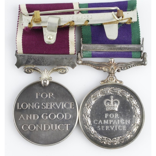 1574 - CSM QE2 with Borneo clasp (22171213 S.Sgt J W Kite RA), mounted with QE2 Regular Army LSGC Medal (22... 