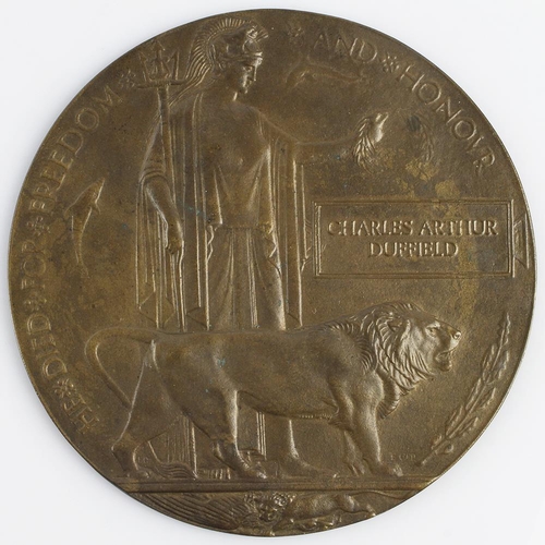 1576 - Death Plaque for RMB/1962 Musician Charles Arthur Duffield RN. Died of disease 12th May 1918. Born W... 