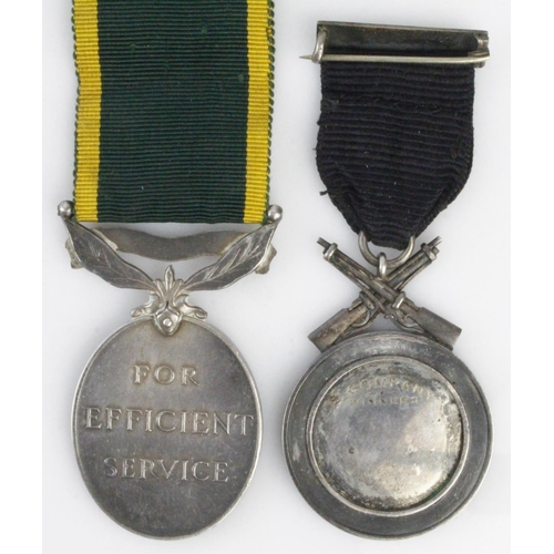 1582 - Efficiency Medal GV Crowned with Territorial clasp (3305069 Pte J Mains 7-H.L.I.). With an unmarked ... 