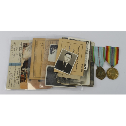 1603 - French WW2 prisoner of war group of documents, letters, photos, medals etc., to French Sergeant Henr... 