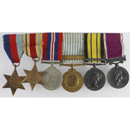 1611 - Group mounted as worn - 1939-45 Star, Africa Star, War Medal, UN Korea Medal, QE2 Africa General Ser... 