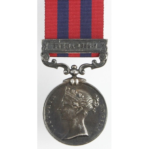 1633 - India General Service Medal 1854 with Burma 1885-7 clasp, named (490 Pte E Brown 2d Bn Som L.I.).