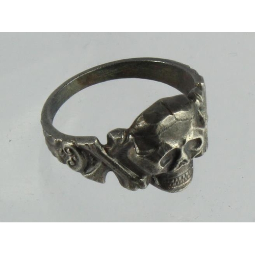 1636 - Inter War German Frie Korps-Early SS Solid Silver Ring.