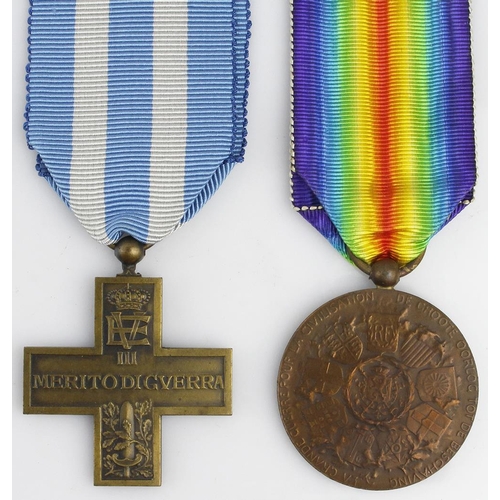 1647 - Italy Merito Di Guerra cross and Belgian Victory medal.