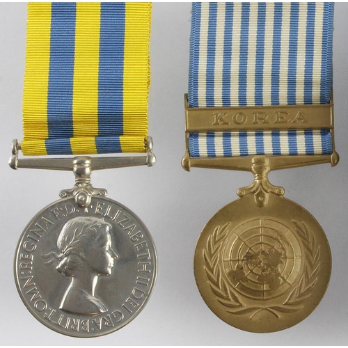 1659 - Korea Medal QE2 named (C/SMX.771645 A Holmes CK.(S). RN). With boxed UN Korea Medal.  (2)