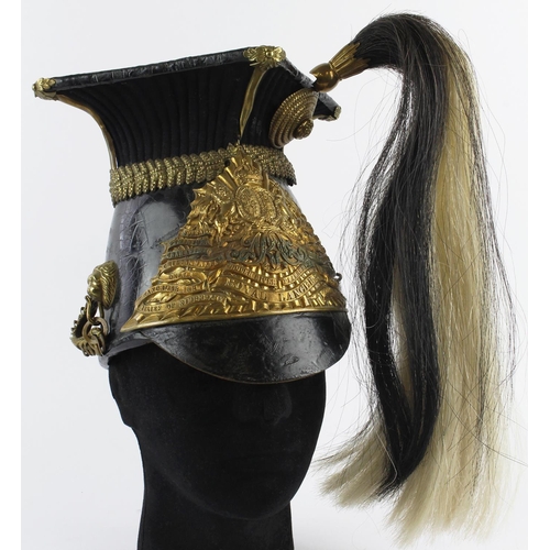 1660 - Lancers Cap complete with horse hair plume and chin strap, EDVII helmet plate, W/D marked on inside ... 