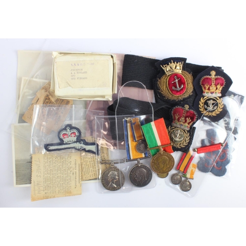 1672 - Mercantile Marine Medal and BWM to (Andrew A. Borland) plus minatures. Pair of minature Boer War Med... 