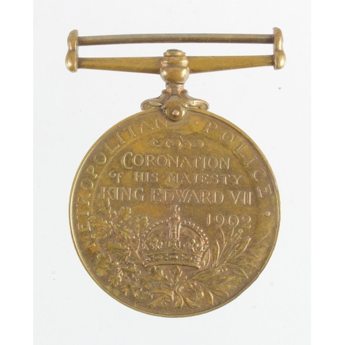 1673 - Metropolitan Police 1902 Coronation Medal in bronze (P.C. A Edridge N.Div).