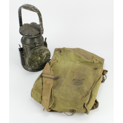 1674 - Militaria - an interesting WW2 era three pocket bag maker marked 'W & G Ltd' with arrow stamp, owner... 