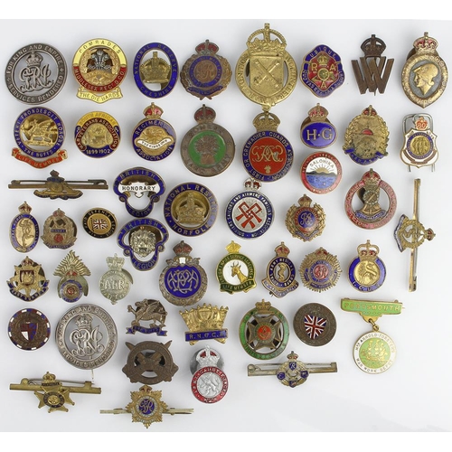 1676 - Military / home front services pin and lapel badges, several enamelled, majority WW1    (approx 48)