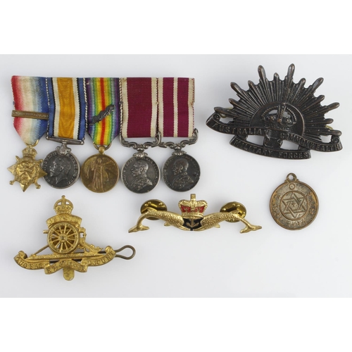 1684 - Miniature medal group mounted as worn 1914 Star + bar, BWM & Victory Medal + MID, GV Army LSGC Medal... 