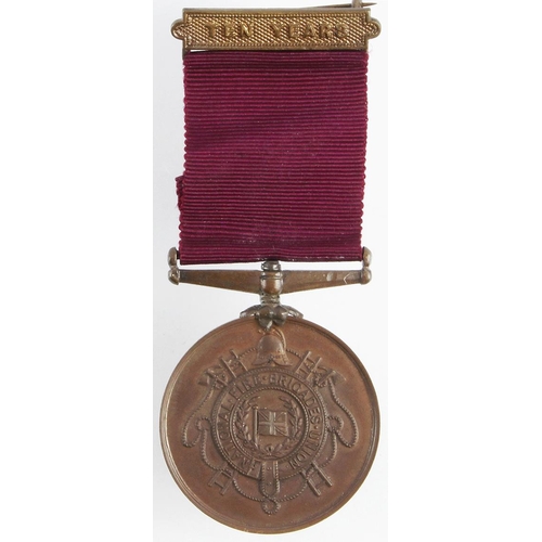 1692 - National Fire Brigade Union Long Service Medal in bronze, with Ten Years clasp. Edge numbered '3964'... 