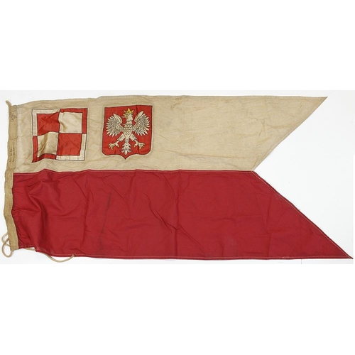 1703 - Poland a Free Polish Airforce flag, about 5 feet long, marked London 1942 etc, service wear.