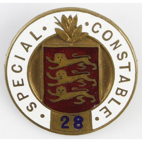 1711 - Police, WW1 Guernsey brass & enamel Special Constable badge (pin fitting which is a replacement) - b... 